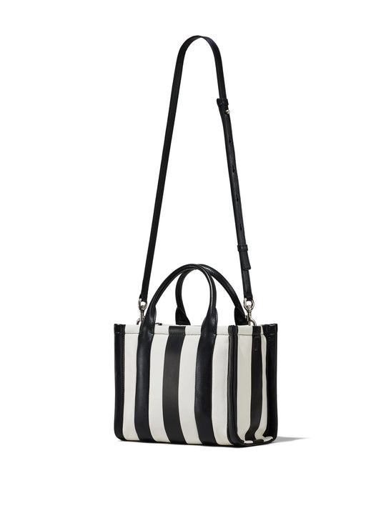 TOTE MARC JACOBS THE STRIPED CUERO BLACK AND WHITE