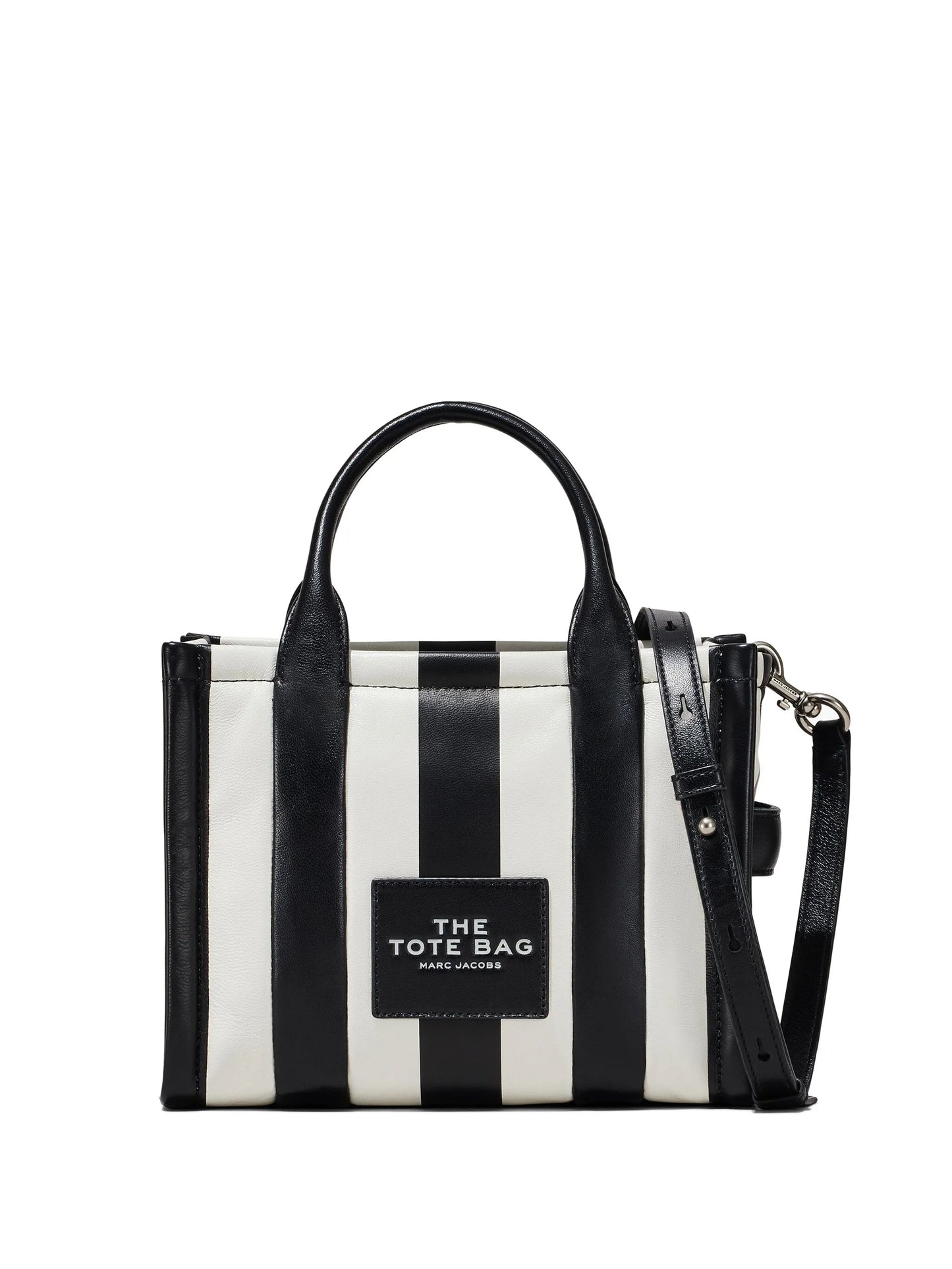 TOTE MARC JACOBS THE STRIPED CUERO BLACK AND WHITE