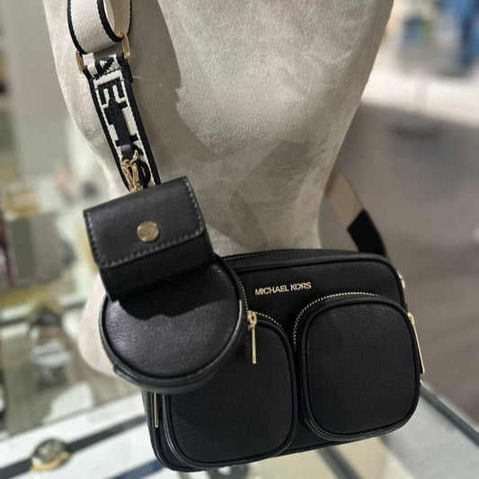 CROSSBODY STRAP MICHAEL KORS BLACK CON ACCESORIOS