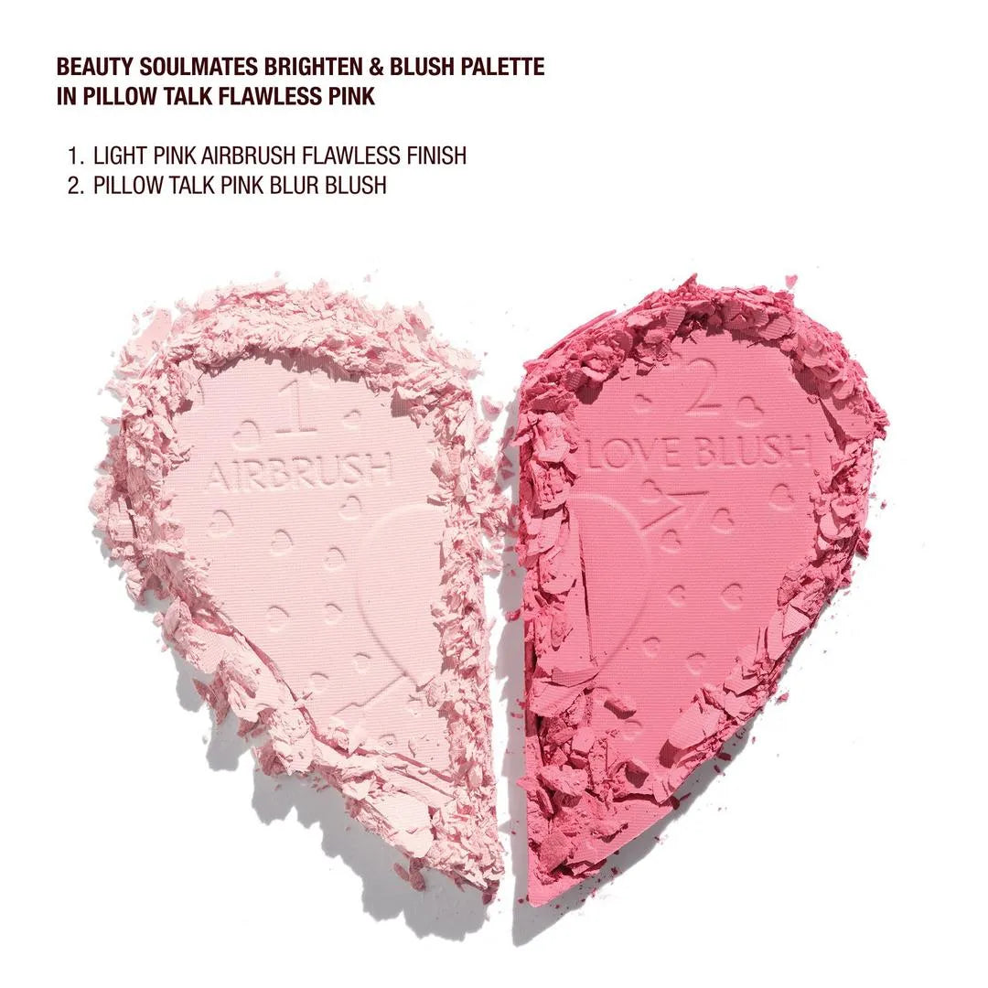 Charlotte Tilbury Pillow Talk Beauty Soulmates Airbrush Flawless Finish Brightening and Blush Powder Palette - PINK