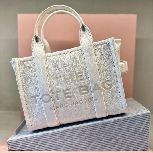 THE LEATHER SMALL TOTE BAG WHITE COTTON MARC JACOBS