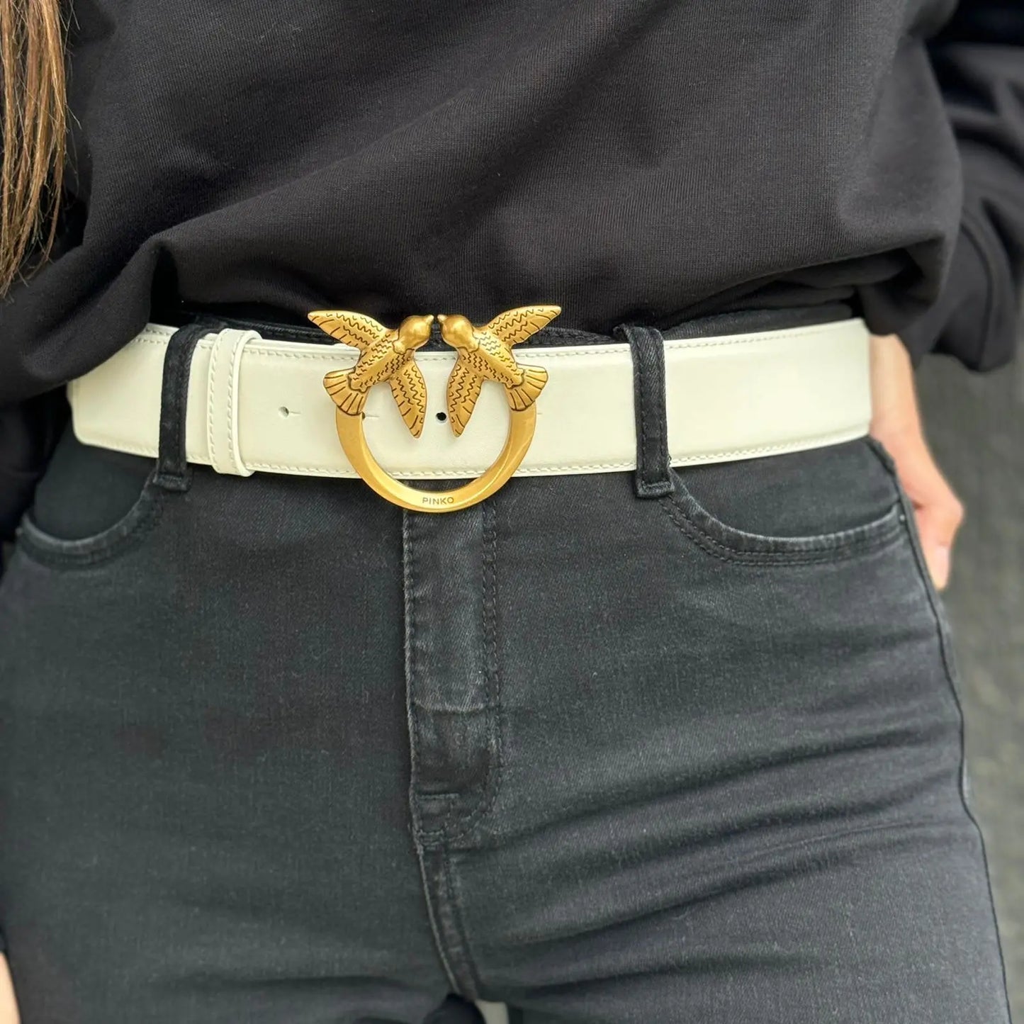CINTURON PINKO LOVE BIRD WHITE