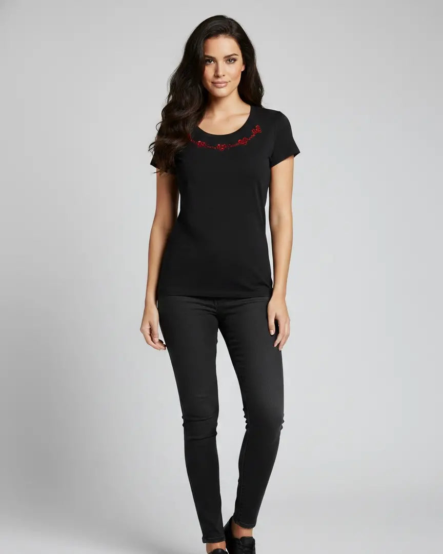 POLERA GUESS CRISTALES RED