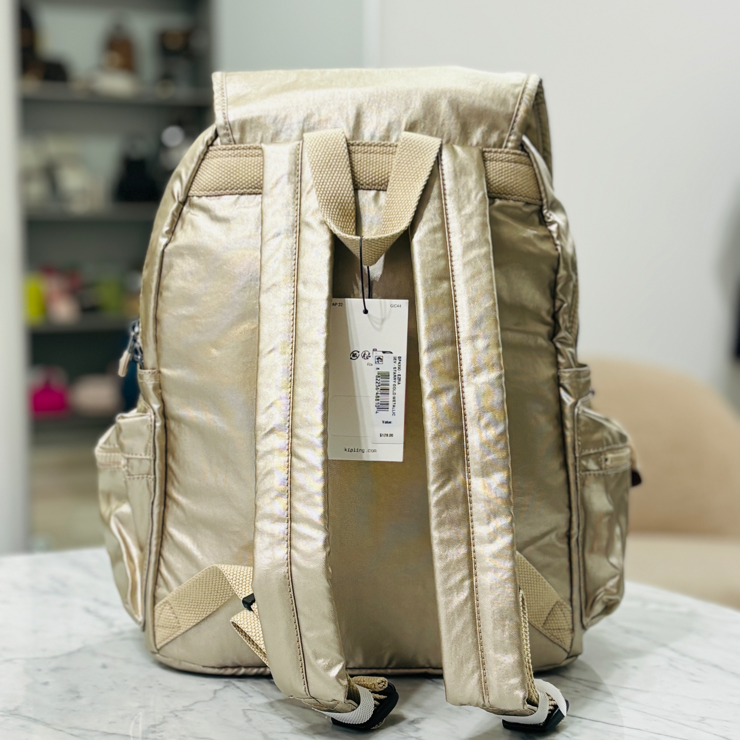MOCHILA KIPLING EZRA L STARRY GOLD