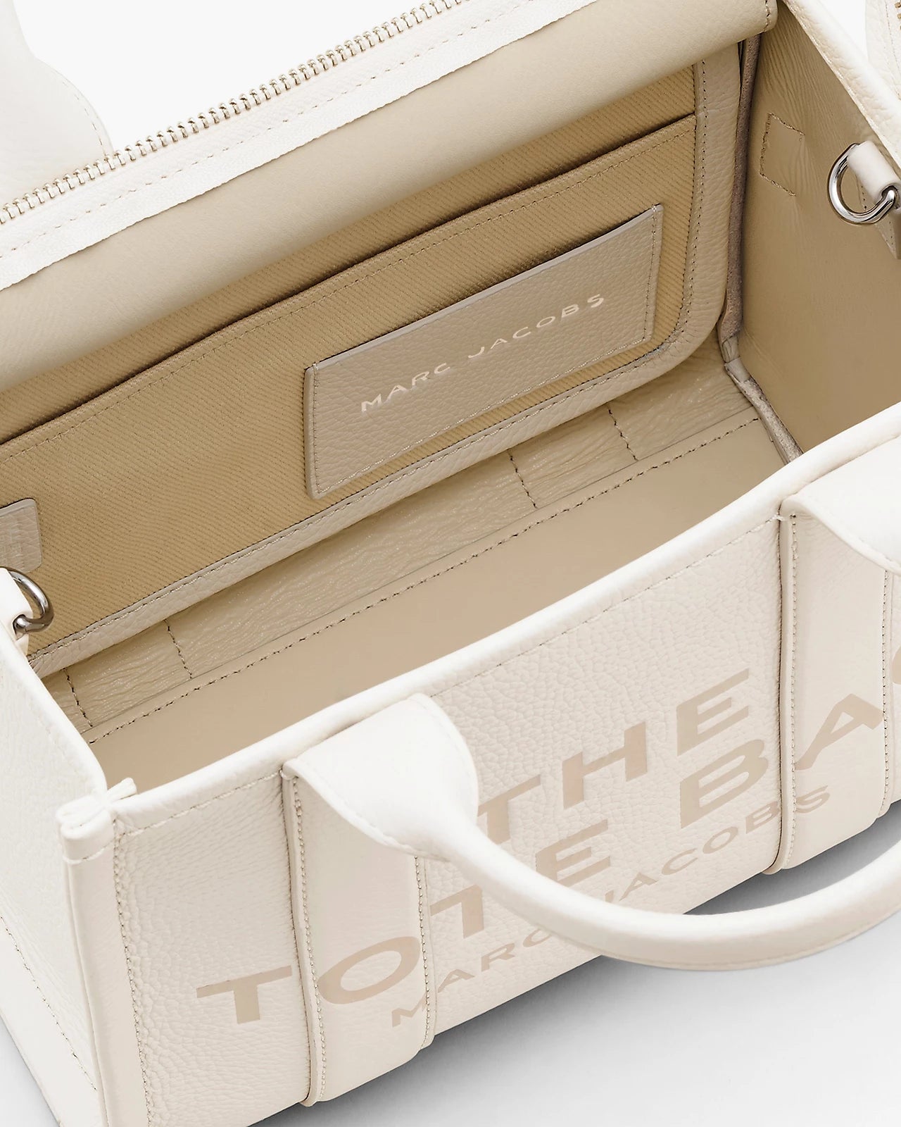 THE LEATHER SMALL TOTE BAG WHITE COTTON MARC JACOBS