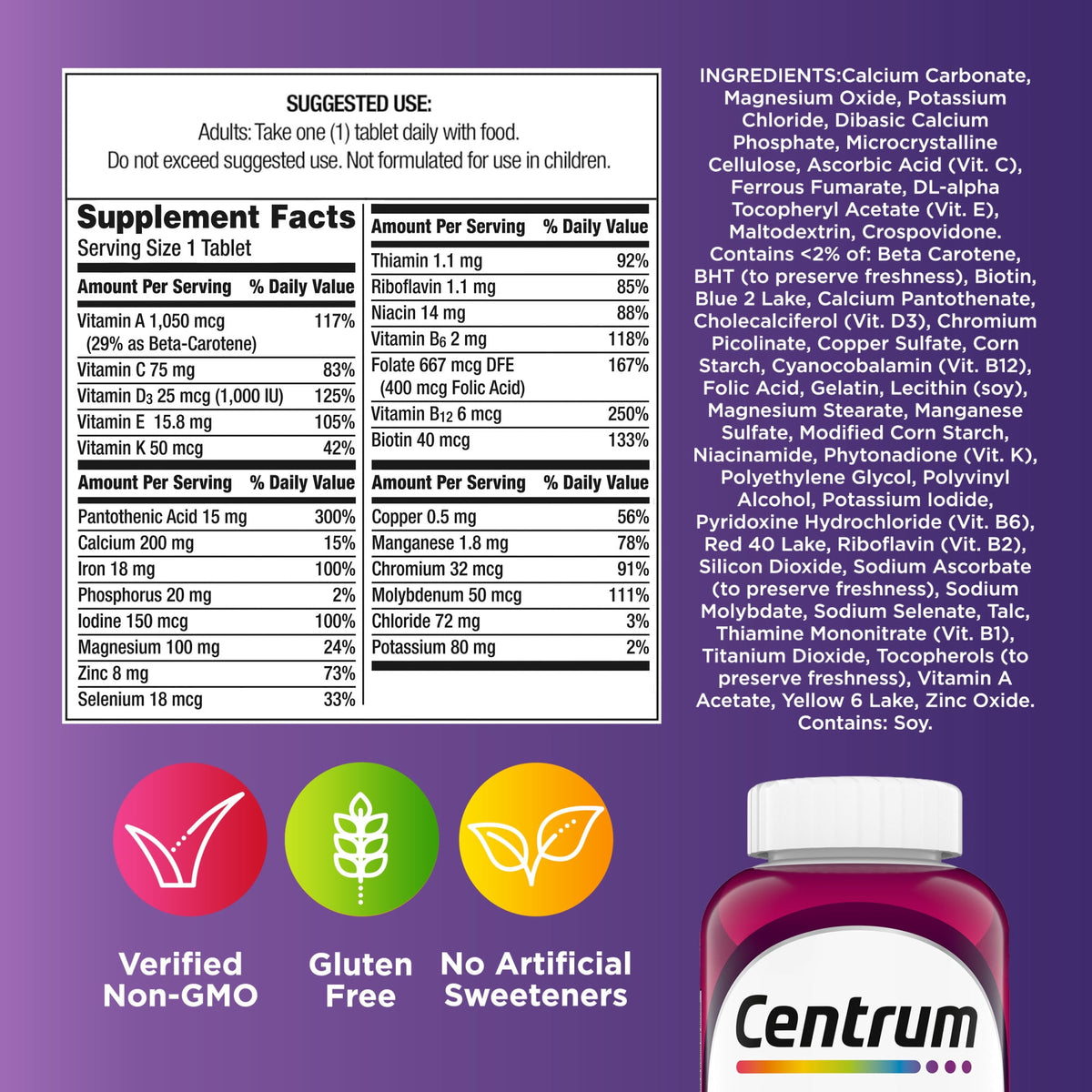 Centrum Women: tabla nutricional, ingredientes y modo de uso