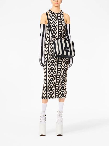 TOTE MARC JACOBS THE STRIPED CUERO BLACK AND WHITE