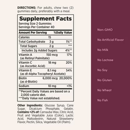 Multivitaminico con biótina Advanced Hair, Skin & Nails Gummies with Biotin 180 unid