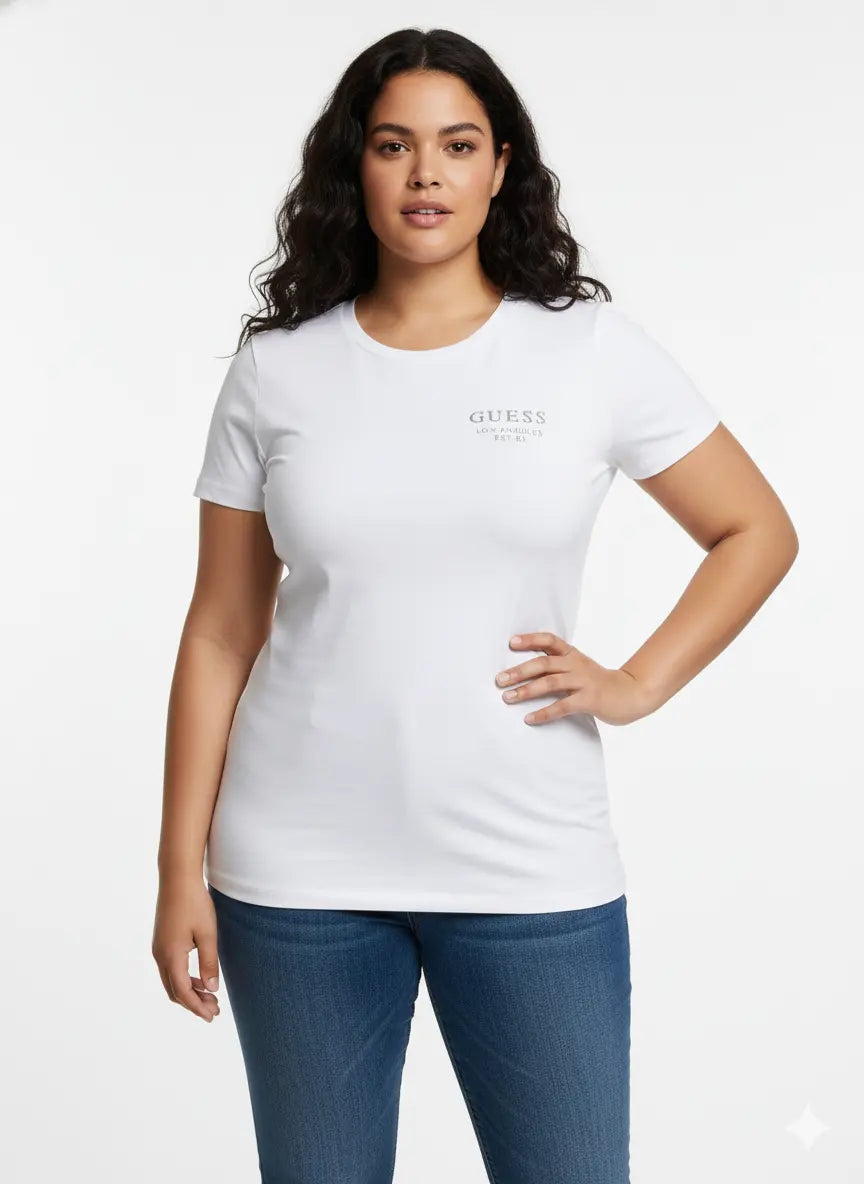 Polera Guess white cristales