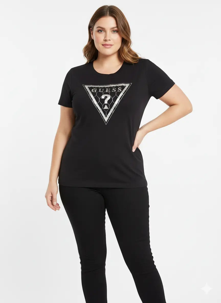 Polera Guess black cristales