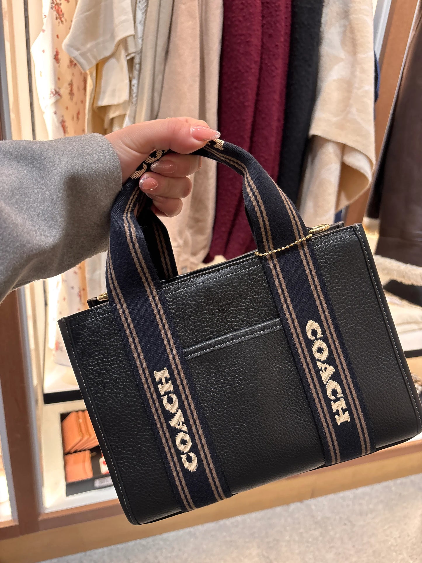 TOTE COACH BLACK LEATHER