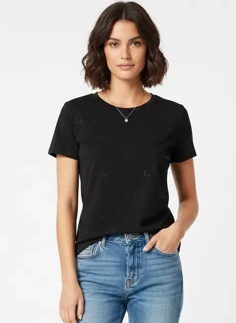 POLERA GUESS LETRAS CON CRISTALES