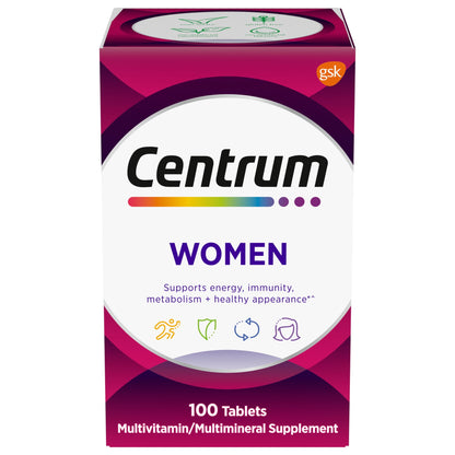Centrum Women multivitamínico para mujeres, envase de 100 tabletas