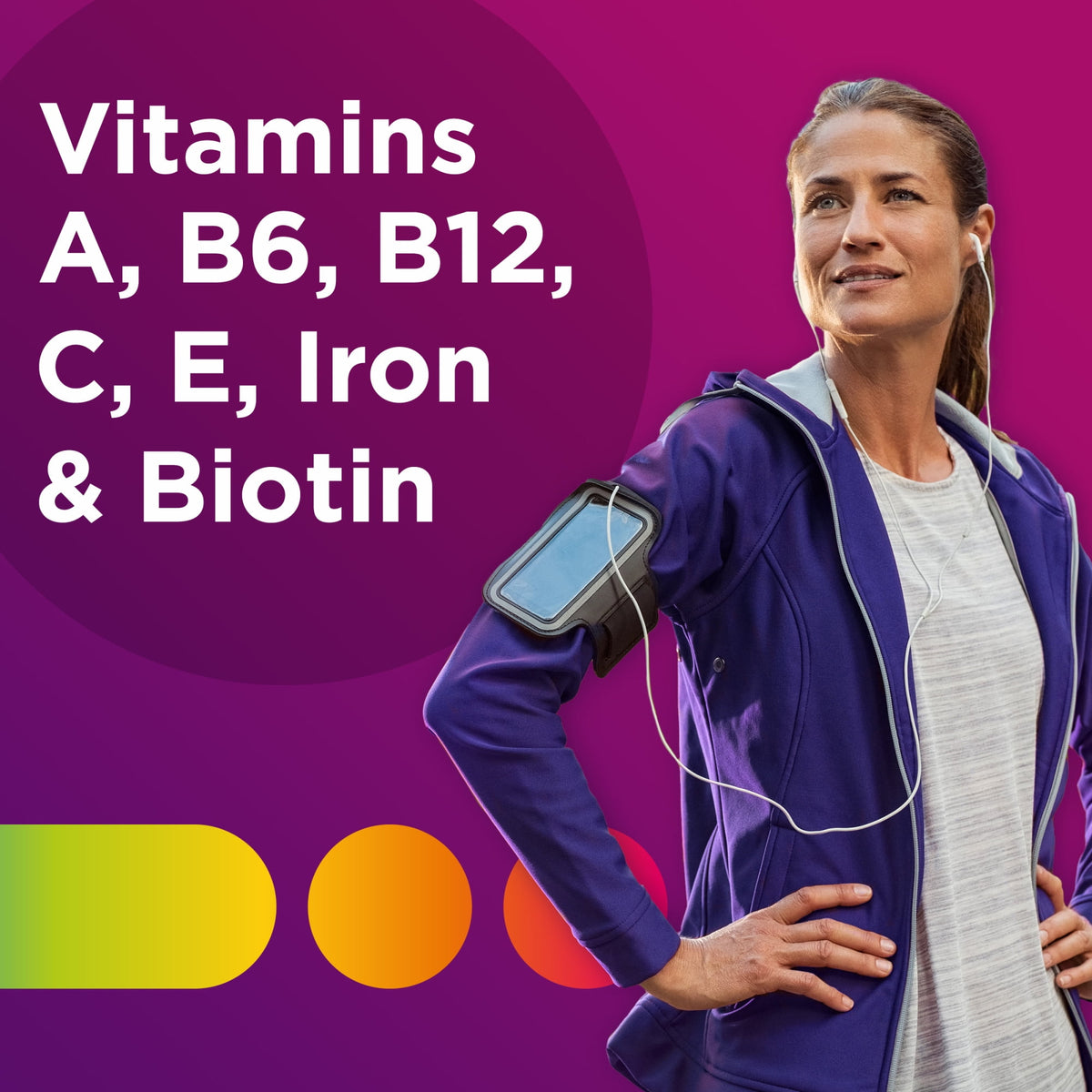 Centrum Women con vitaminas A, B6, B12, C, E, hierro y biotina
